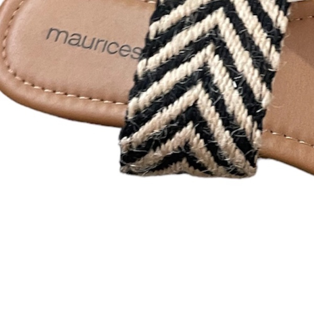 Chelsea Black Striped Weave Strap Sandals - Picture 6 of 7